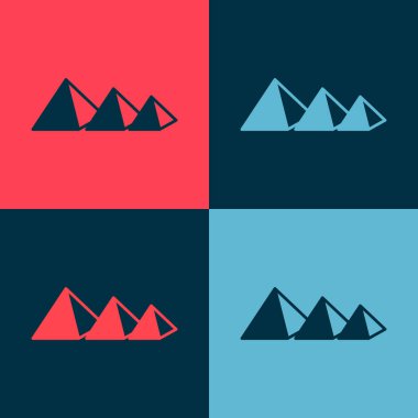 Pop sanat Mısır piramitleri renk arkaplanında izole edilmiş bir simge. Antik Mısır 'ın sembolü. Vektör