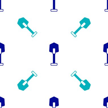 Mavi Ateş küreği ikonu beyaz arka planda izole edilmiş pürüzsüz desen. Yangın koruma ekipmanları. İtfaiyeciler için ekipman. Vektör