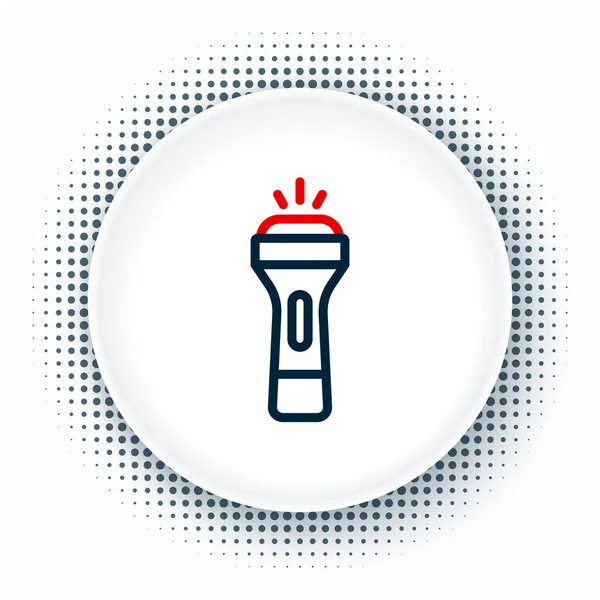 Line Taschenlampe Symbol isoliert auf weißem Hintergrund. Buntes Rahmenkonzept. Vektor — Stockvektor