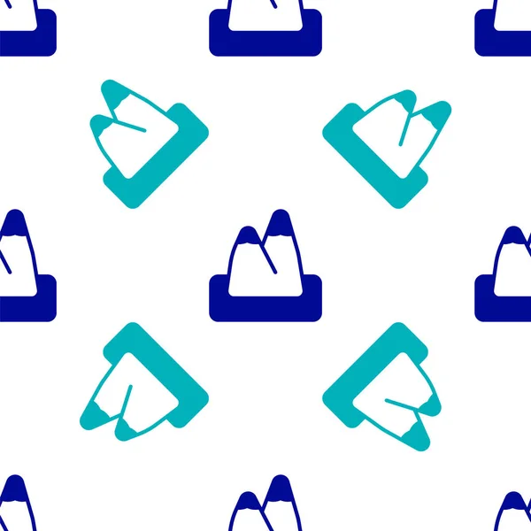 Blue Mountains ikon isolerade sömlösa mönster på vit bakgrund. Symbol för seger eller framgång koncept. Vektor — Stock vektor
