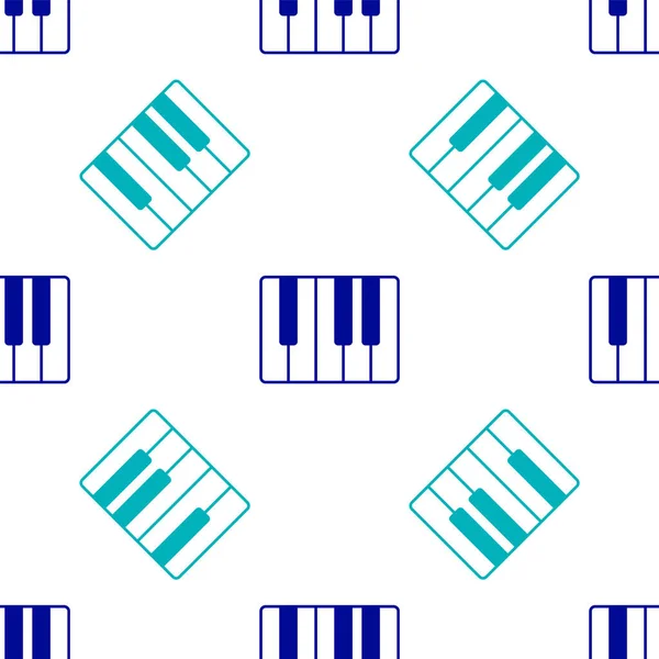 Blue Music sintetizador icono aislado patrón sin costuras sobre fondo blanco. Piano electrónico. Vector — Archivo Imágenes Vectoriales