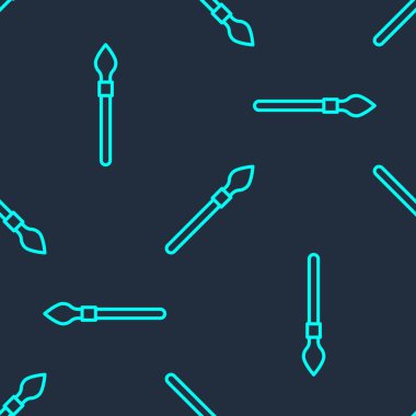 Yeşil çizgi Ortaçağ mızrak ikonu mavi arkaplanda kusursuz desen izole etti. Ortaçağ silahı. Vektör