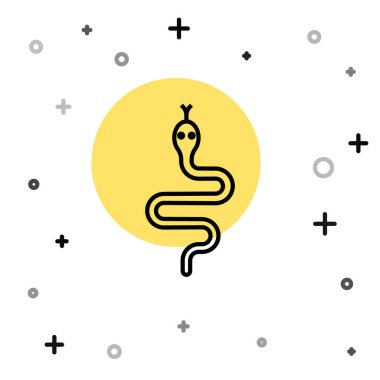 Siyah çizgi Yılan simgesi beyaz arkaplanda izole edildi. Rastgele dinamik şekiller. Vektör