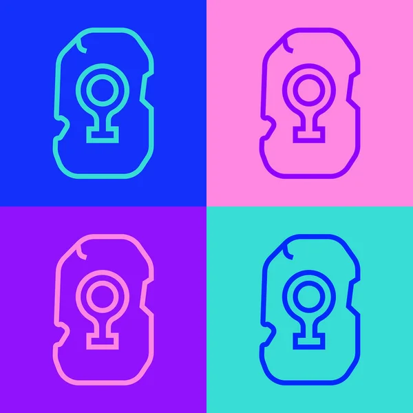 Pop art line Magic runy ikona izolované na barevném pozadí. Runový kámen. Vektor — Stockový vektor