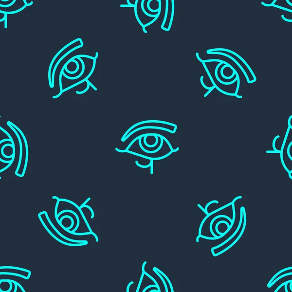 Horus simgesinin yeşil çizgi gözü mavi arkaplanda pürüzsüz desen izole etti. Eski Mısır tanrıçası Wedjet korunma, kraliyet gücü ve sağlığın sembolü. Vektör