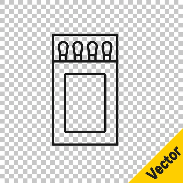 Schwarze Linie Streichholzschachtel und Streichhölzer-Symbol isoliert auf transparentem Hintergrund öffnen. Vektor — Stockvektor