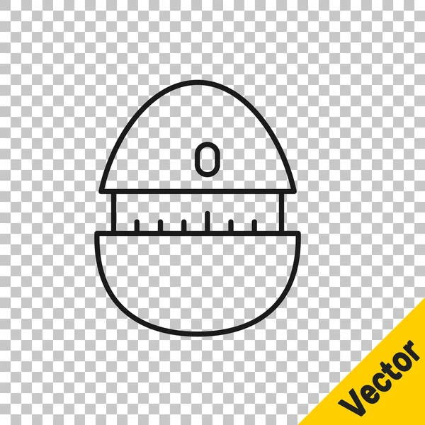 Línea negra Icono del temporizador de cocina aislado sobre fondo transparente. Utensil de cocina. Vector — Vector de stock