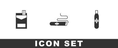 Sigara paketini ve Elektronik sigara ikonunu hazırla. Vektör