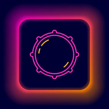 Parlayan neon hattı çevirme teknolojisi ayarları siyah arkaplanda izole edildi. Ses tuşu, ses kontrolü, analog regülatör. Renkli taslak konsepti. Vektör