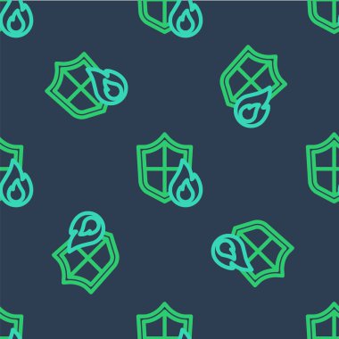 Hat Ateş Koruma Kalkanı ikonu mavi arka planda izole edilmiş pürüzsüz desen. Sigorta konsepti. Güvenlik, güvenlik, koruma, konsept koruma. Vektör