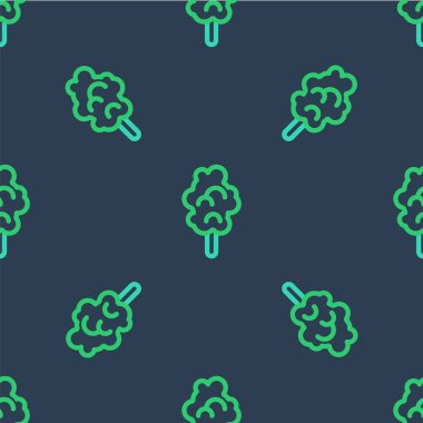 Pamuk helva ikonu mavi arka planda izole edilmiş kusursuz desen. Vektör