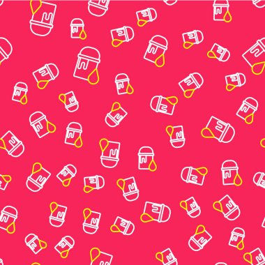 Çizgi boyası simgesi kırmızı arkaplanda izole edilmiş. Vektör