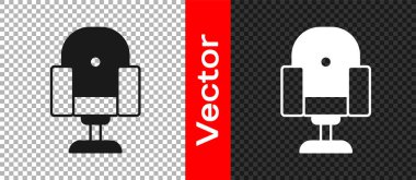 Siyah Yönetmen film koltuğu simgesi şeffaf arkaplanda izole edildi. Film endüstrisi. Vektör