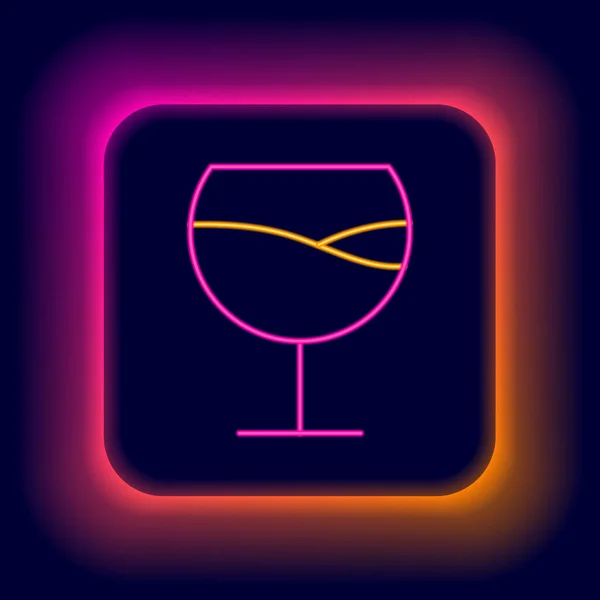 发光的霓虹灯线葡萄酒玻璃图标隔离在黑色背景.Wineglass牌五彩缤纷的概念.B.病媒 — 图库矢量图片