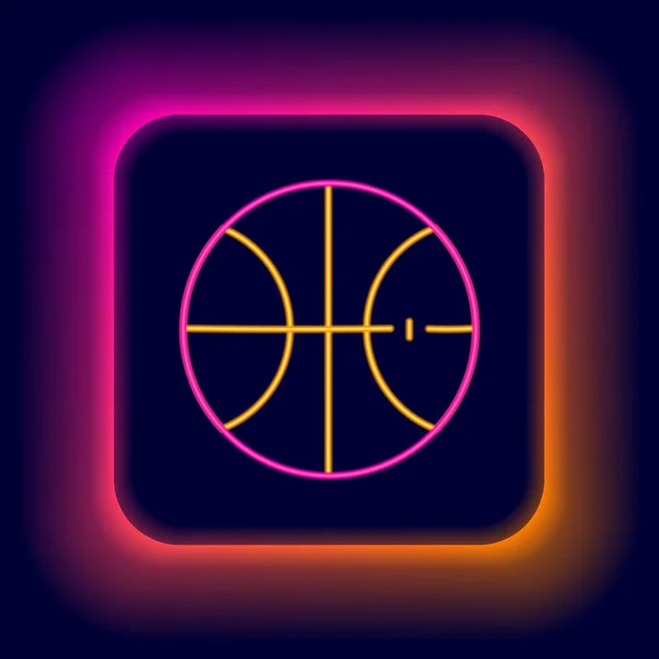 Glowing neon line Basketball ball icon isolated on black background. Sport symbol. Colorful outline concept. Vector — Stock Vector