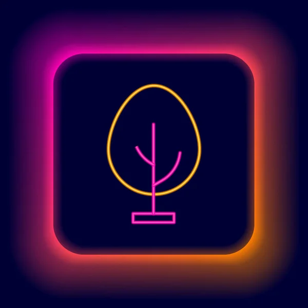 Ragyogó neon vonal Fa ikon elszigetelt fekete háttér. Erdőszimbólum. Színes vázlat koncepció. Vektor — Stock Vector