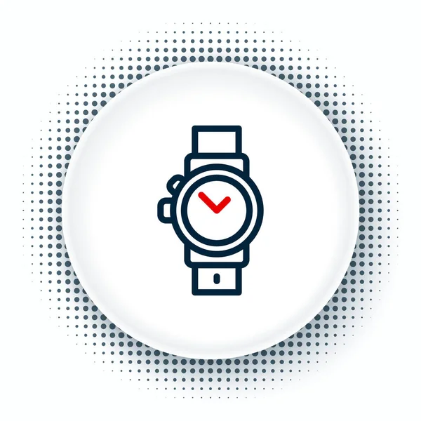 Line Wrist icono del reloj aislado sobre fondo blanco. Icono del reloj de pulsera. Concepto de esquema colorido. Vector — Vector de stock