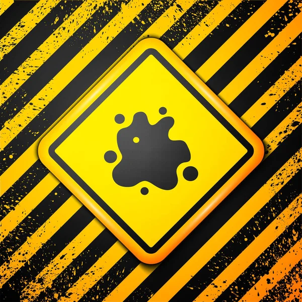Icône de pulvérisation de peinture noire isolé sur fond jaune. Panneau d'avertissement. Vecteur — Image vectorielle