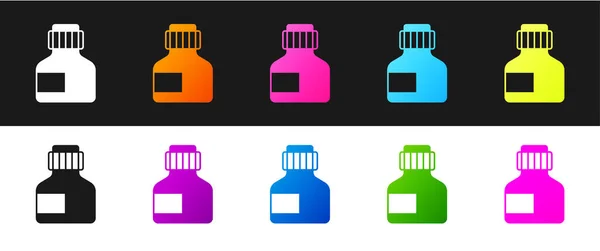 Set Paint, gouache, jar, dye icon isolated on black and white background. Vector — Stock Vector