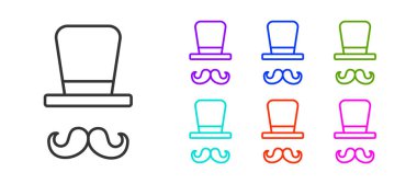 Siyah çizgi sihirbaz simgesi beyaz arkaplanda izole edildi. Simgeleri renklendirin. Vektör