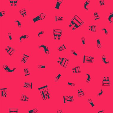 Bardaklı bira musluğu, bir bardak bira, kurutulmuş balık ve paketlenmiş şişeleri pürüzsüz desenli. Vektör