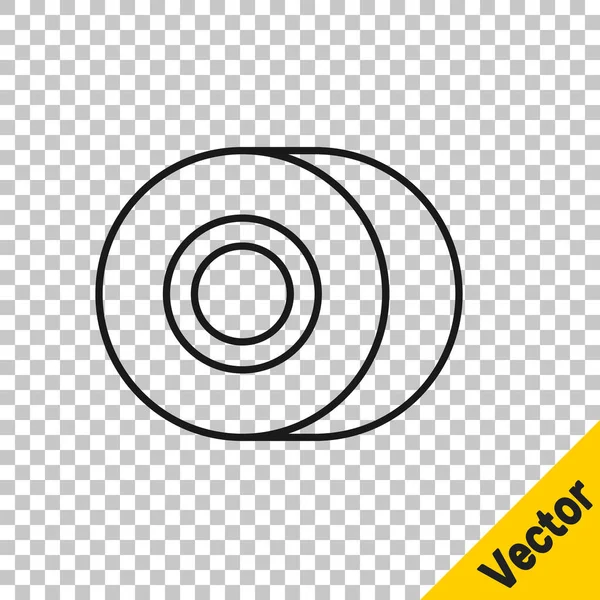 透明な背景に隔離されたブラックラインスケートボードホイールアイコン。スケートホイール。ベクトル — ストックベクタ