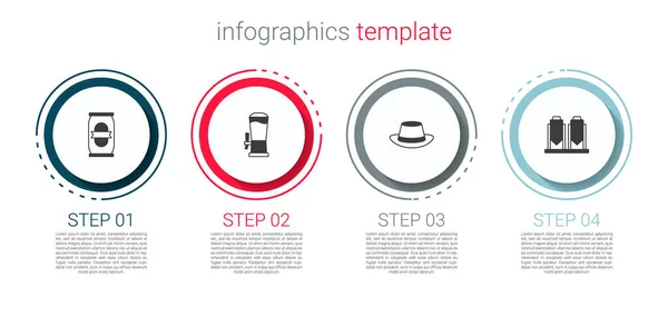 Set Beer can, tap, Oktoberfest hat and brewing process. Business infographic template. Vector — Stock Vector