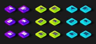 Kızarmış hindi veya tavuk, antik hazine sandığı, sihirli mühür, boynuzlu miğferli Viking, demircilik ikonu için tahta bira bardağı ve örs. Vektör