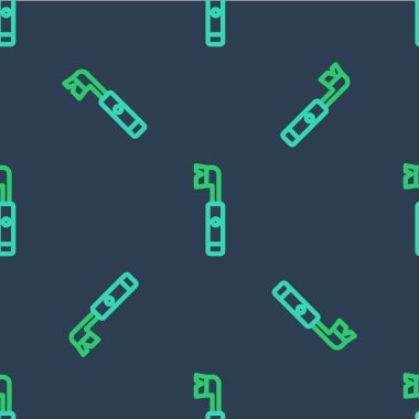 Line Electric diş fırçası simgesi mavi arkaplanda izole edilmiş kusursuz desen. Vektör