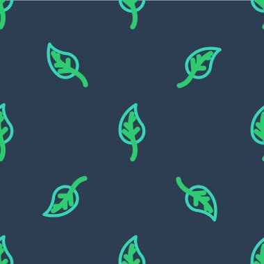 Çizgi Yaprak simgesi mavi arkaplandaki kusursuz deseni izole etti. İşaret bırakıyor. Taze doğal ürün sembolü. Vektör