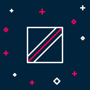 Tekstil kumaş rulo simgesi mavi arkaplanda izole edildi. Yuvarlan, paspas, halı, halı, halı ya da kağıt rulo ikonu. Renkli taslak konsepti. Vektör