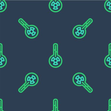 Meteoroloji çizgisi termometresi ısıyı ve soğuk ikonu ölçüyor mavi arka planda izole edilmiş pürüzsüz desen. Termometre termometresi sıcak ya da soğuk hava gösteriyor. Vektör