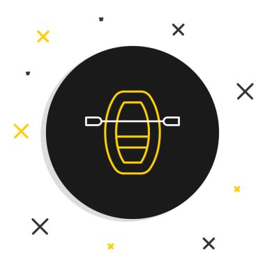 Kürekler beyaz zemin üzerinde izole edilmiş çizgi tekne simgesi. Su sporları, ekstrem sporlar, tatil, tatil, takım oluşturma. Renkli taslak konsepti. Vektör