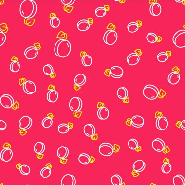 Erik meyvesi simgesi kırmızı arkaplanda izole edilmiş. Vektör