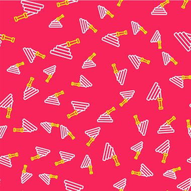 Hat itfaiye hortumu ikonu kırmızı arka planda izole edilmiş pürüzsüz desen. Vektör