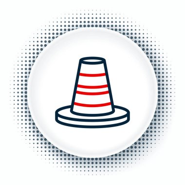 Beyaz arkaplanda çizgi trafik konisi simgesi izole edildi. Renkli taslak konsepti. Vektör