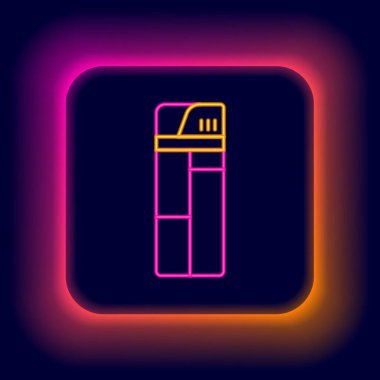 Parlayan neon hattı Aydınlık simgesi siyah arkaplanda izole edildi. Renkli taslak konsepti. Vektör