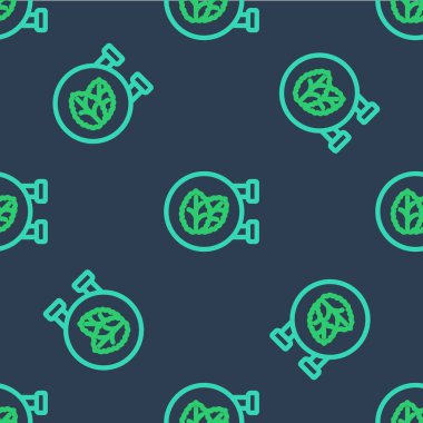 Line Tobacco yaprak dükkânı ikonu mavi arka planda izole edilmiş pürüzsüz desen. Tütün yaprakları. Vektör