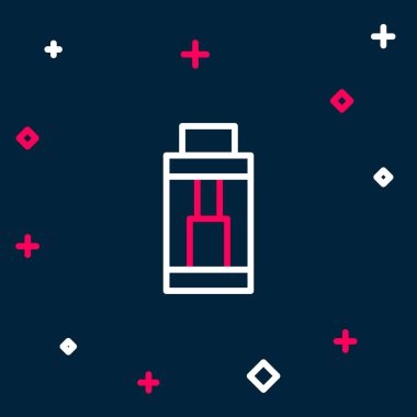 Satır Vape mod aygıt simgesi mavi arkaplanda izole edildi. Tüttürme aleti. Buharlaştırıcı Cihaz. Renkli taslak konsepti. Vektör