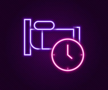 Parlayan neon hattı siyah arkaplanda izole edilmiş uyku ikonu zamanı. Uykulu Zzzz. Sağlıklı bir yaşam tarzı. Renkli taslak konsepti. Vektör