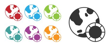 Siyah Kumarhane çipleri simgesi beyaz arkaplanda izole edilmiş. Kumarhane kumarı. Simgeleri renklendirin. Vektör