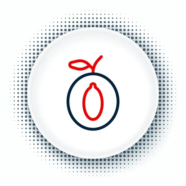 Línea Icono de fruta de ciruela aislado sobre fondo blanco. Concepto de esquema colorido. Vector — Vector de stock