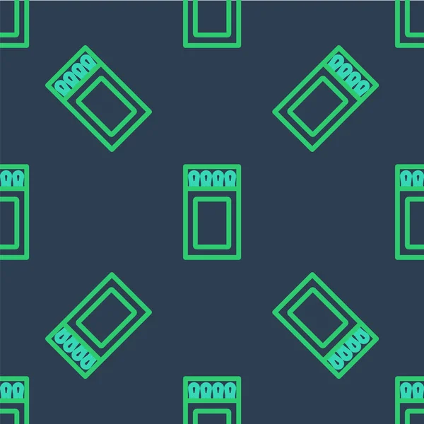 Línea Abrir caja de fósforos y coincide icono aislado patrón sin costuras sobre fondo azul. Vector — Vector de stock