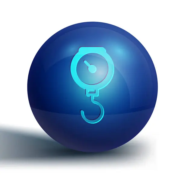 Mano azul escala primavera icono mecánico aislado sobre fondo blanco. Botón círculo azul. Vector — Vector de stock