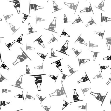 Beyaz arka planda siyah şarap ikonu izole edilmiş. Vektör