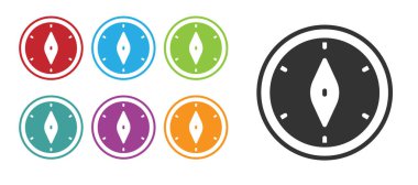 Siyah Pusula simgesi beyaz arkaplanda izole edildi. Rüzgâr yön bulma sembolü. Rüzgar gül işareti. Simgeleri renklendirin. Vektör