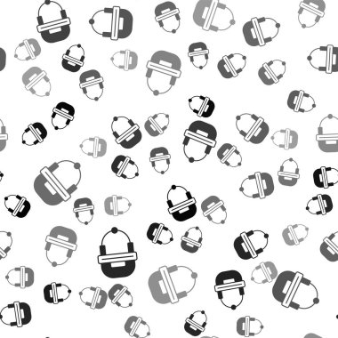 Siyah Hokey miğferi simgesi beyaz arka planda izole edilmiş kusursuz desen. Vektör