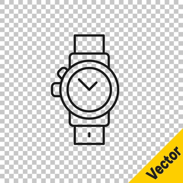 Ligne noire icône de montre-bracelet isolé sur fond transparent. Icône de montre-bracelet. Vecteur — Image vectorielle