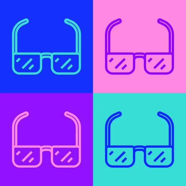 Pop art line Safety goggle glasses icon isolated on color background. Vector — Stock Vector