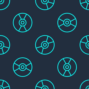 Yeşil çizgi Vinil disk simgesi mavi arkaplanda izole edilmiş. Vektör